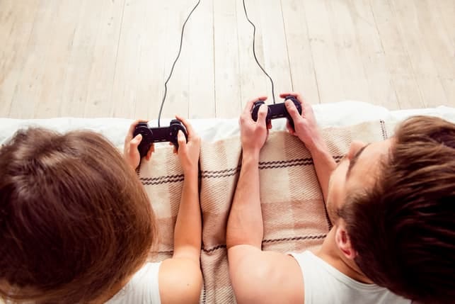 a couple playing video games together
